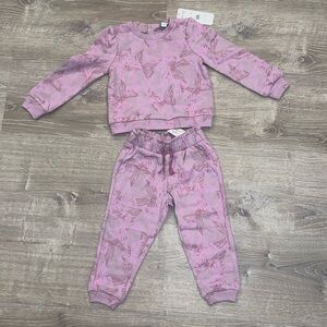 NWT Splendid Purple Bows Sweatshirt & Jogger Set Size 2